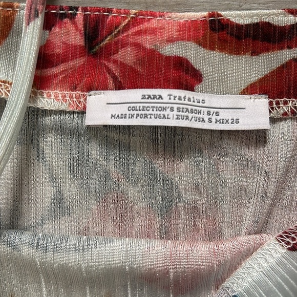 Zara tropical camisole style pleated midi dress Sz small - Picture 4 of 9